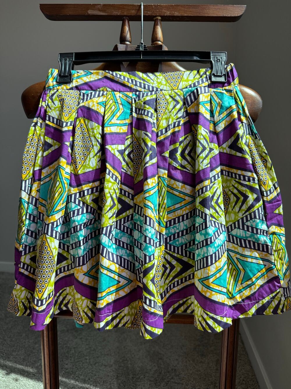 Anisah By Tabia Charles Bella Ankara Print Cotton Bohemian Mini Skirt M festival